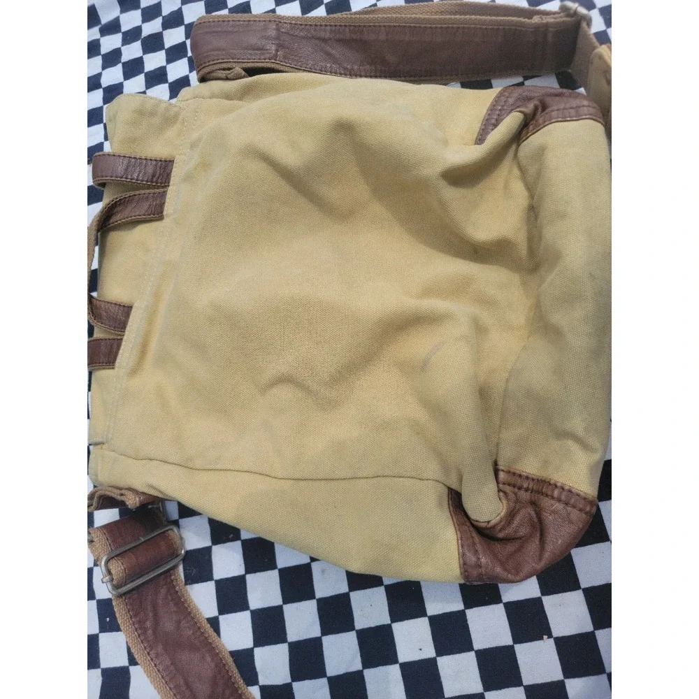 Urban Edge By Canyon Canvas Leather Messenger Shoulder Bag Tan Brown